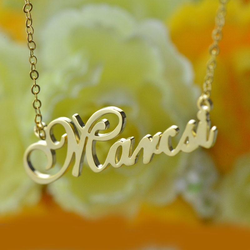 Personalized Nameplate Necklace 18K Gold Plated