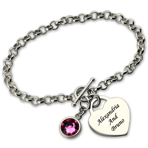 personalized charm bracelet with birthstone name personalized charm bracelet with birthstone name