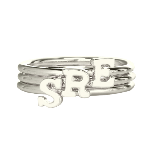 Personalized Women&#39;s Midi Initial Ring Sterling Silver