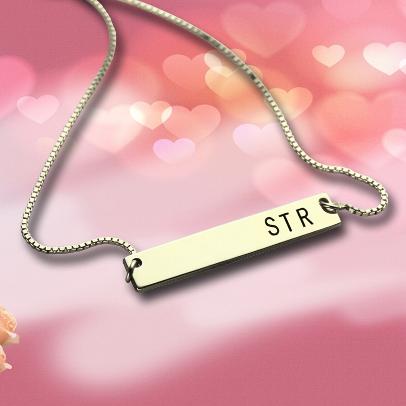 Sterling Silver Initial Bar Necklace