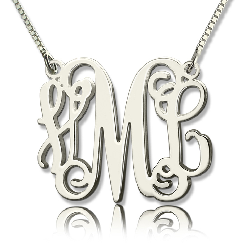 Personalized Monogram Initial Necklace Sterling Silver