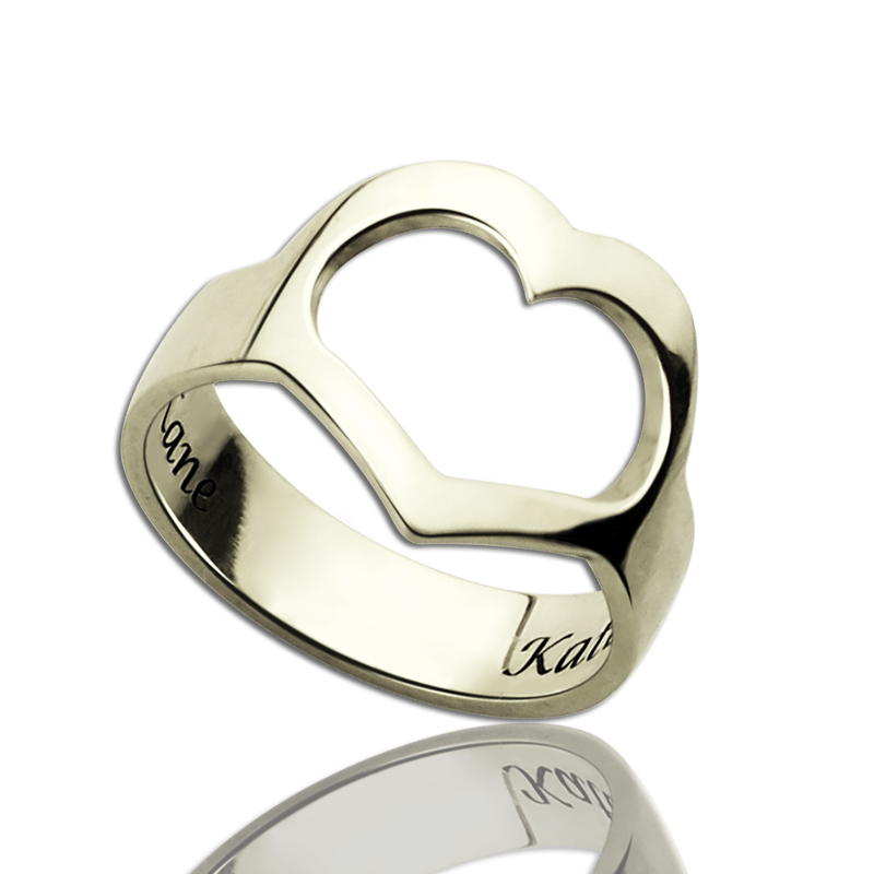personalized couples name promise heart ring silver